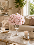 Luxury Blush Peony Faux Floral Arrangement with Goblet Vase