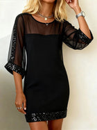 Mesh Sequin Slim-Fit Mini Dress