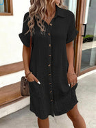 Minimalist Button Front Midi Dress