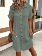 Minimalist Button Front Midi Dress