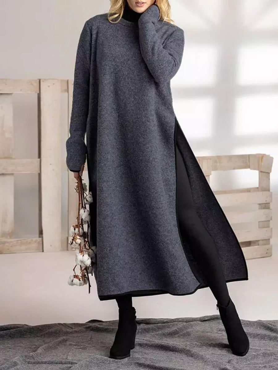 Minimalist Knit-Edge Casual Dress