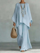 Minimalist Linen Wide-Leg Pants Set