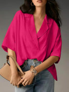 Minimalist Solid Color Short Sleeve Collared Top