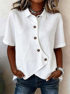 Modern Asymmetrical Short-Sleeve Blouse