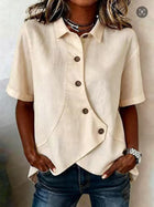 Modern Asymmetrical Short-Sleeve Blouse
