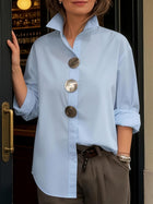 Modern Button Detail Long Sleeve Blouse
