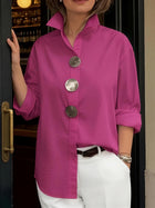 Modern Button Detail Long Sleeve Blouse