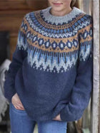 Modern Contrast Color-Block Long-Sleeve Knit Sweater
