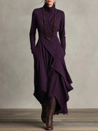 Modern High-Neck Asymmetric Silhouette Dress