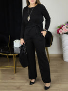 Modern Tie-Front Top Matching Pants Set