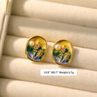 Monet-Inspired Floral Freshwater Baroque Pearl Earrings