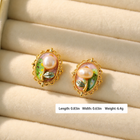 Monet-Inspired Floral Freshwater Baroque Pearl Earrings