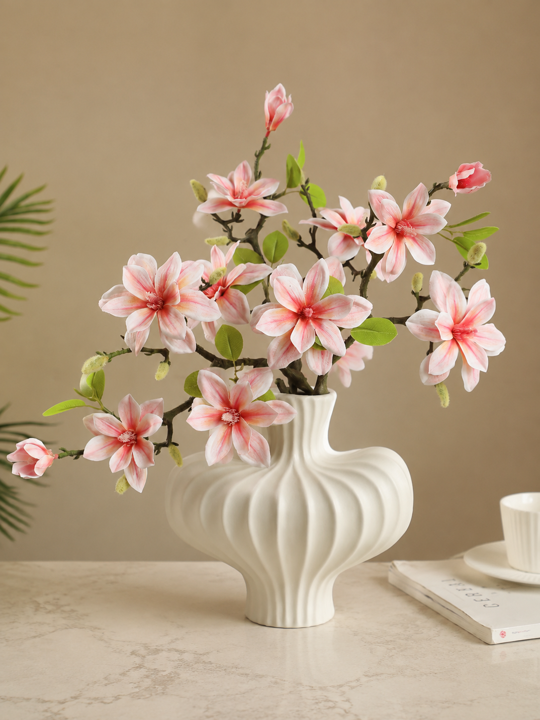 Nude Pink Magnolia Faux Branch Arrangement