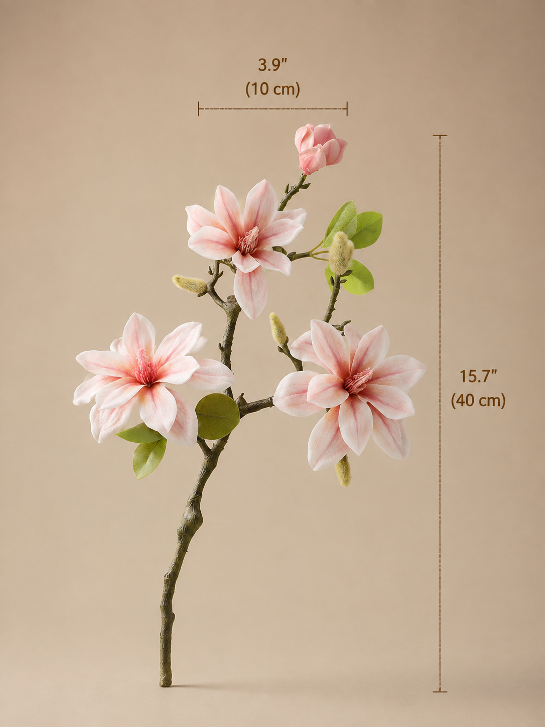 Nude Pink Magnolia Faux Branch Arrangement details