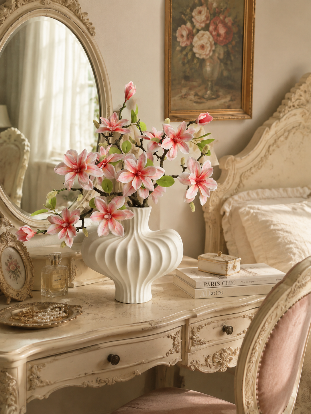 Nude Pink Magnolia Faux Branch Arrangement