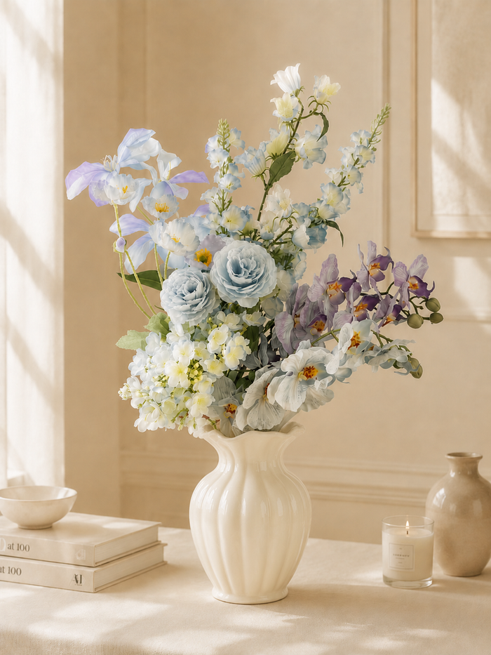 Ocean Blue Mixed Faux Floral Arrangement