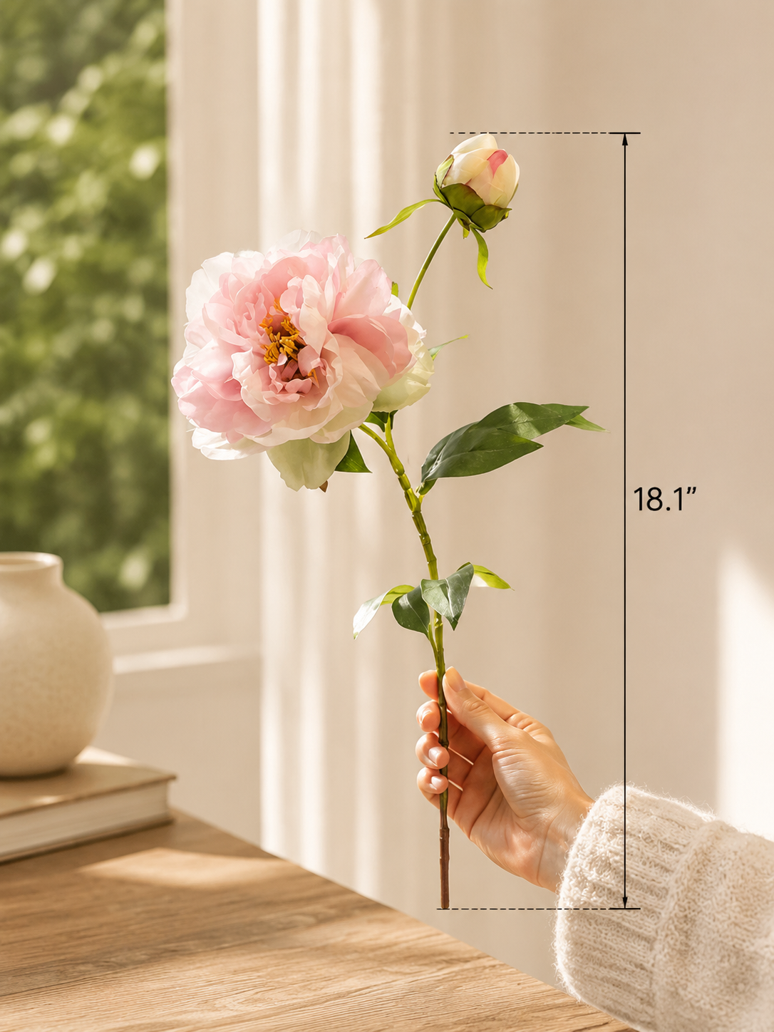 Pink Phoenix Peony Faux Floral Arrangement details