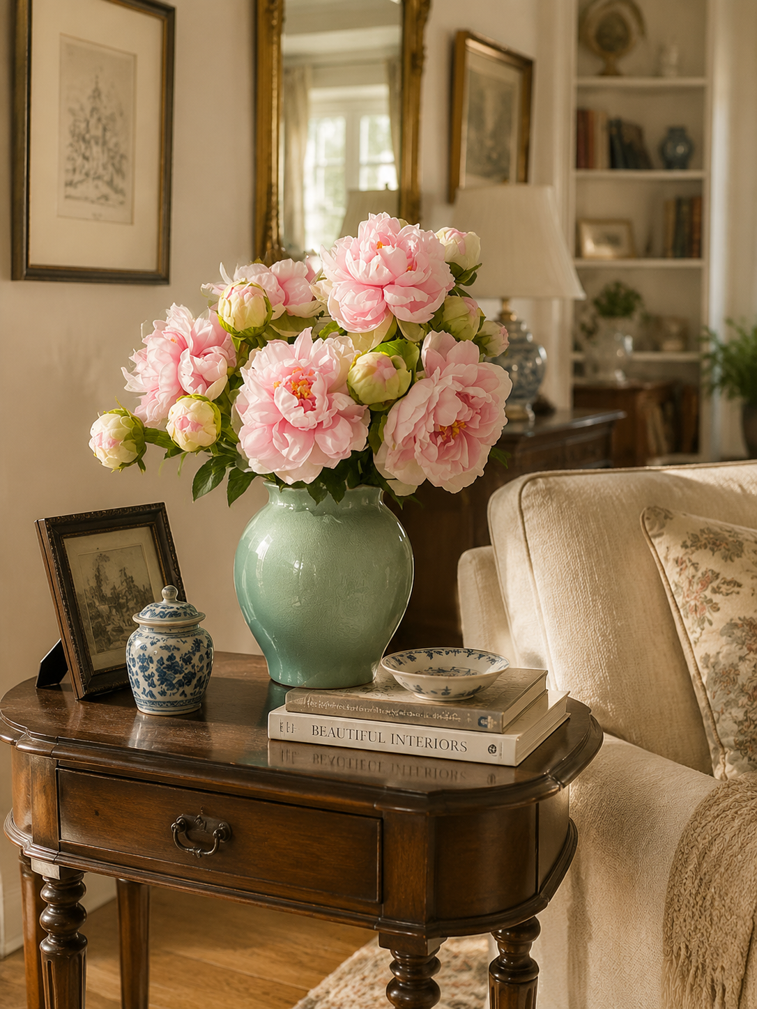 Pink Phoenix Peony Faux Floral Arrangement