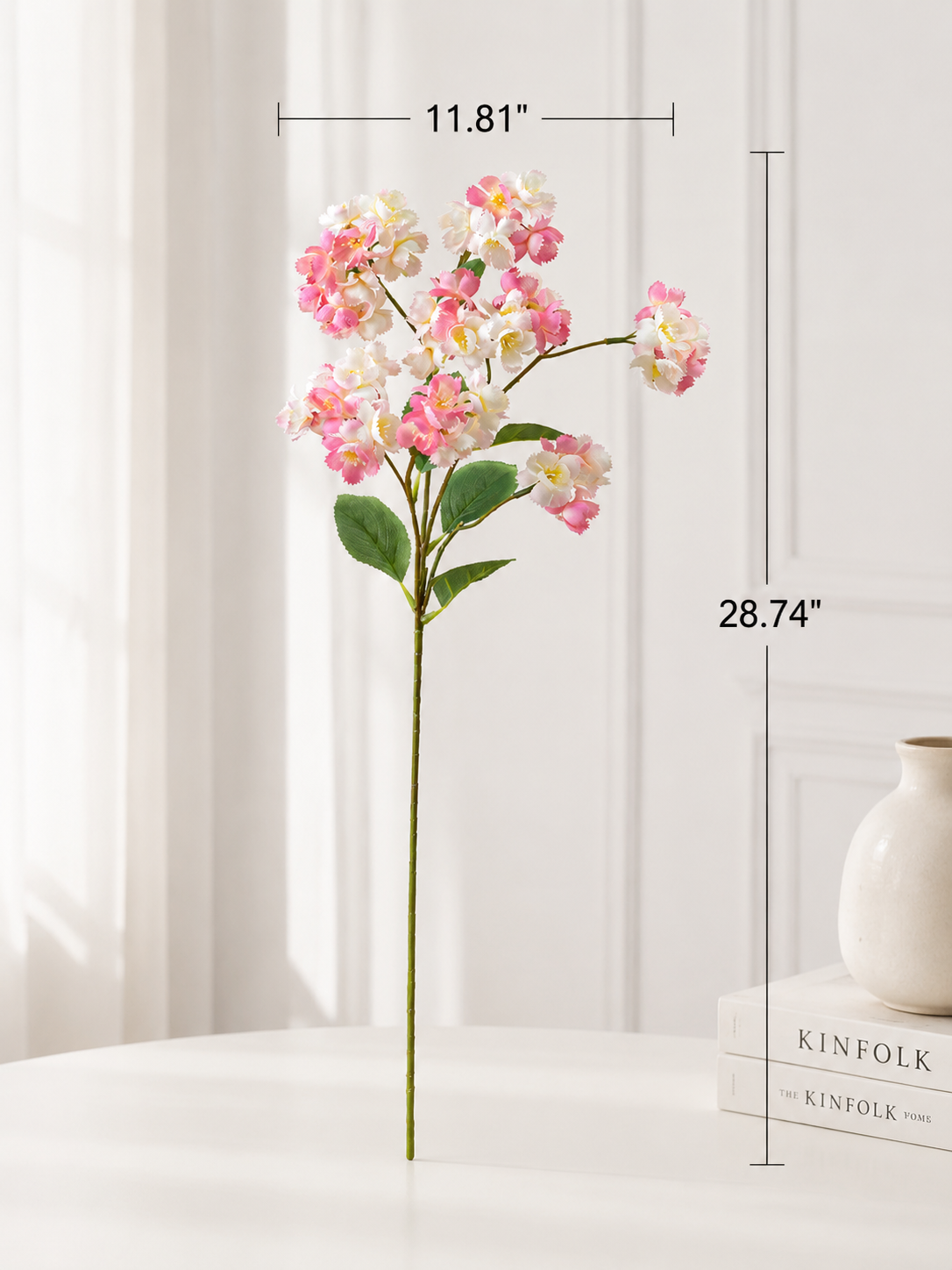 Pink & White Cherry Blossom Faux Branch Arrangement details