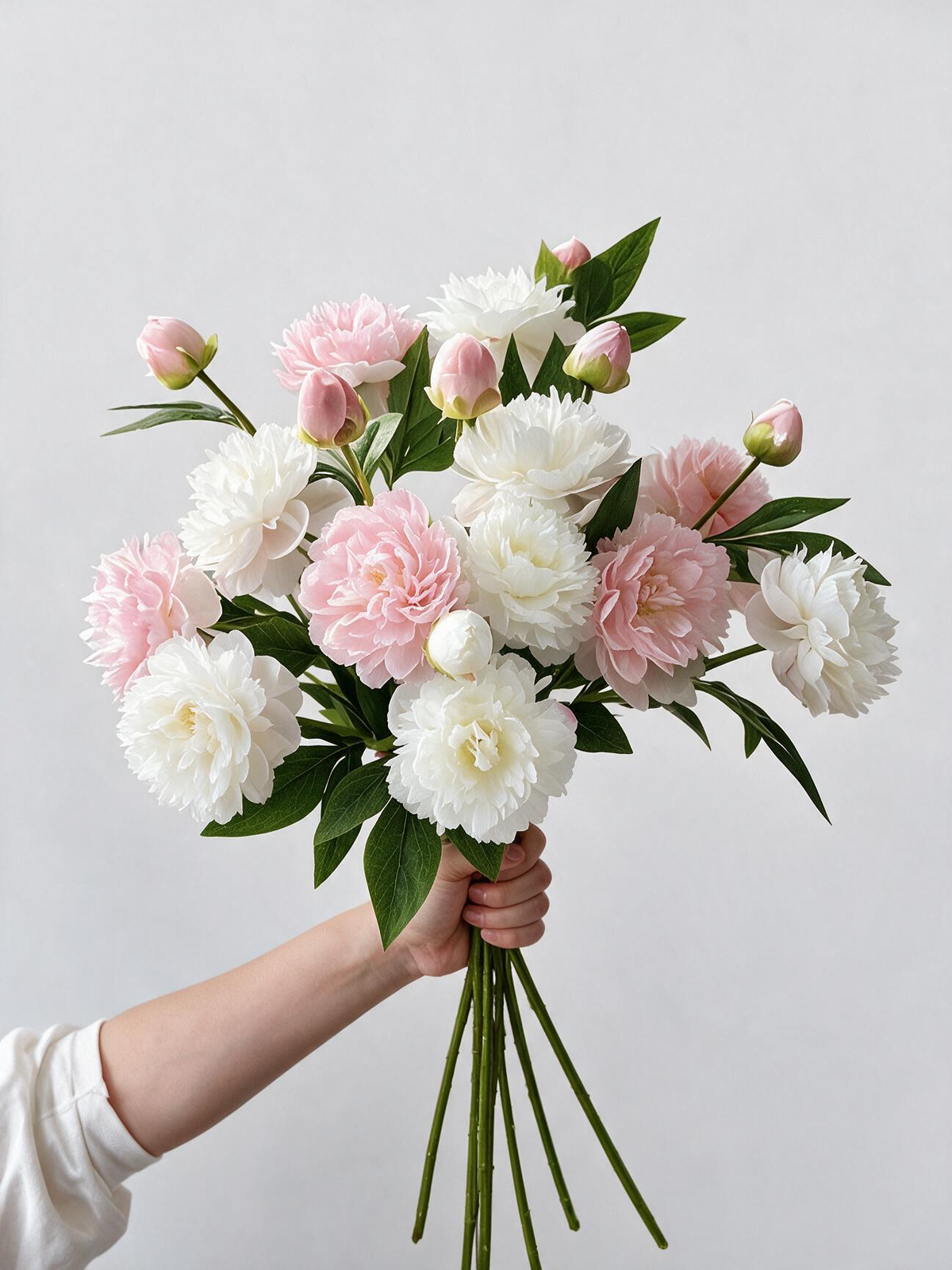 Pink & White Peony Faux Floral Arrangement details