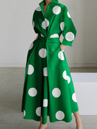Polished Long-Sleeve Printed V-Neck Dress