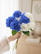 Premium Blue & White Hydrangea Faux Floral Arrangement