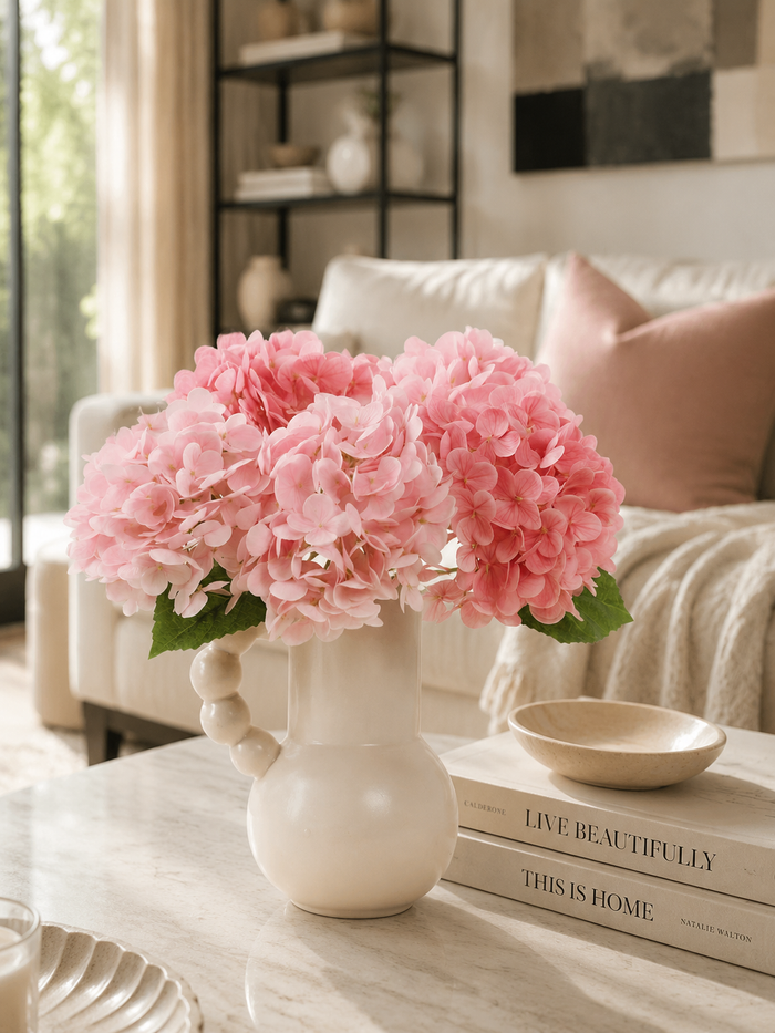 Blush Pink Hydrangea Faux Floral Arrangement