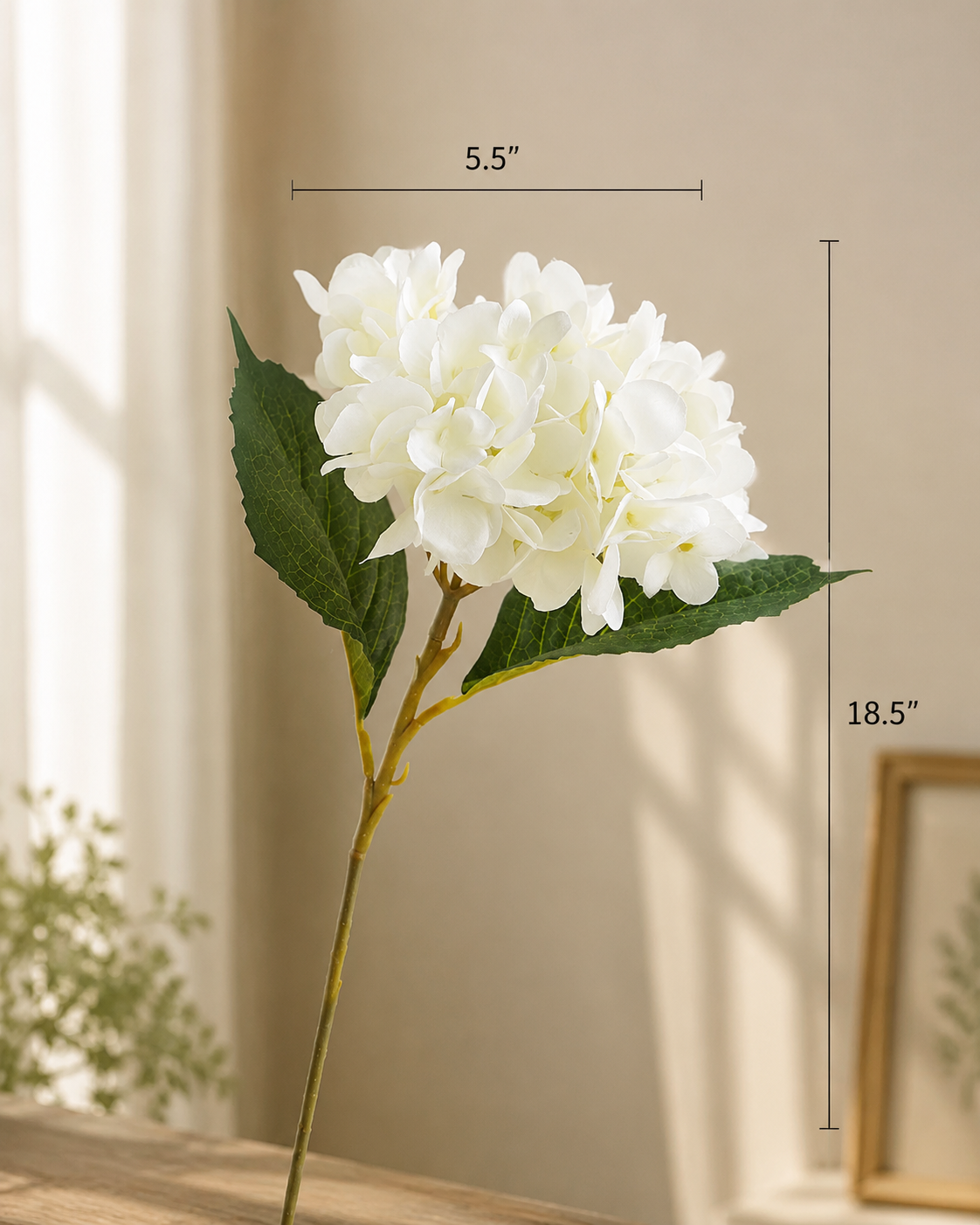 Premium White Hydrangea Faux Floral Arrangement details
