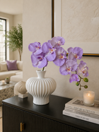 Purple Phalaenopsis Orchid Faux Floral Vase Set