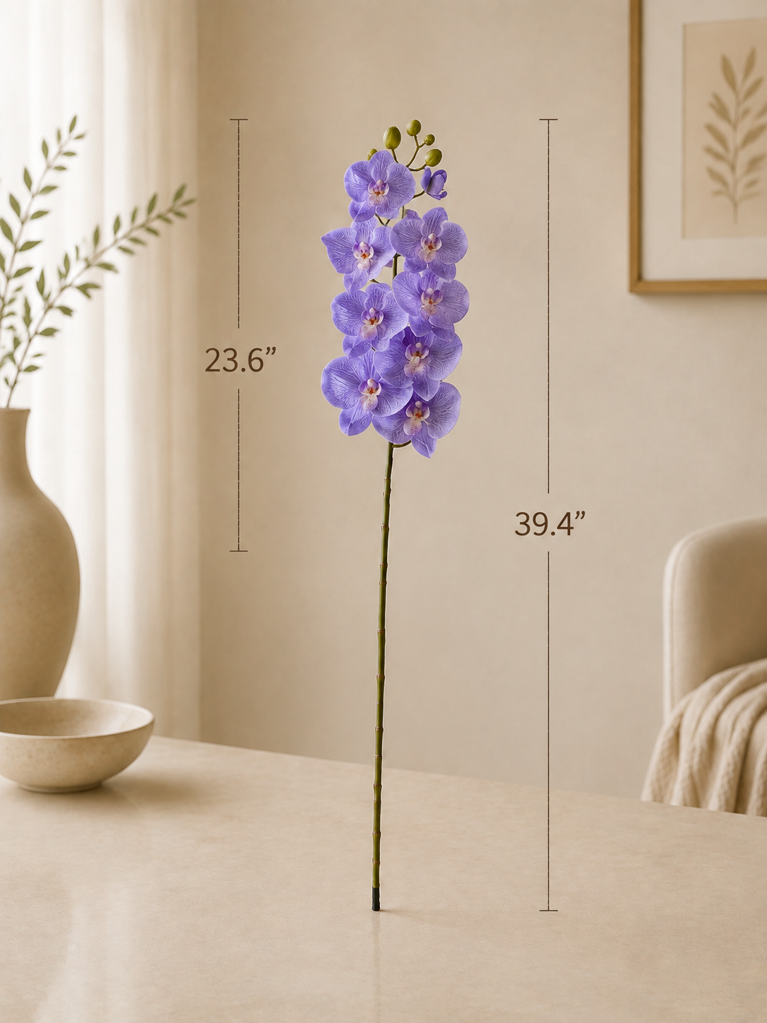 Purple Phalaenopsis Orchid Faux Floral Vase Set details