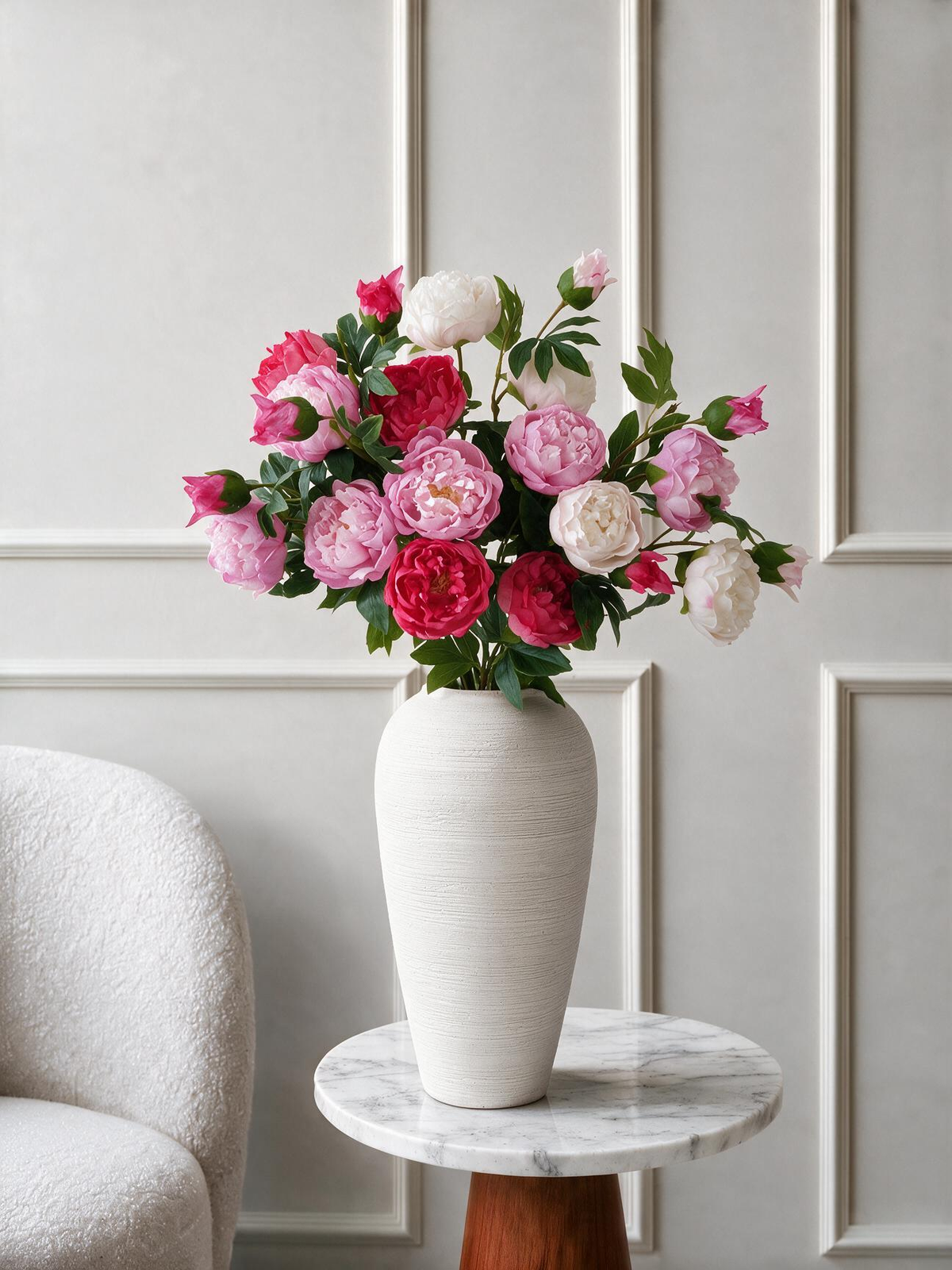 Real Touch Pink & White Peony Faux Arrangement