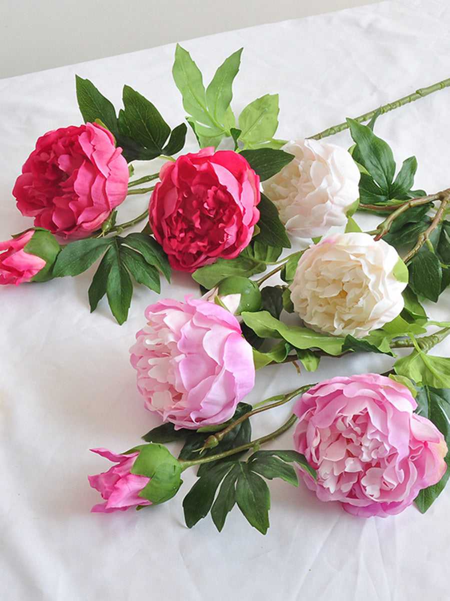 Real Touch Pink & White Peony Faux Arrangement details