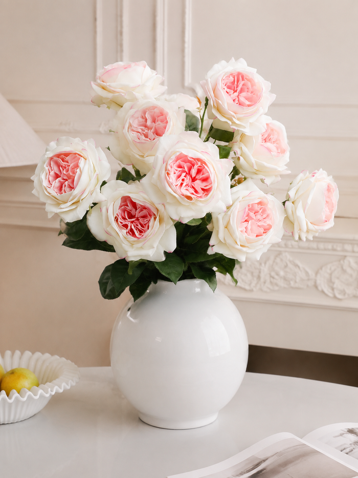 Pink & White Real Touch Rose Faux Floral Arrangement