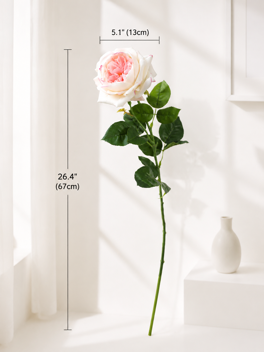Pink & White Real Touch Rose Faux Floral Arrangement details