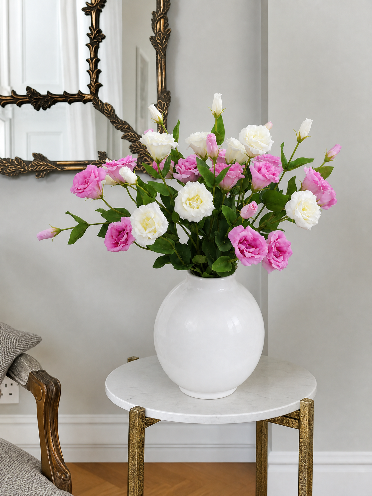 Purple & White Real Touch Lisianthus Faux Floral Arrangement