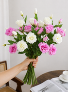 Purple & White Real Touch Lisianthus Faux Floral Arrangement