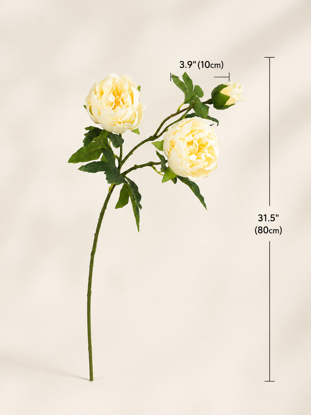 White & Yellow Real Touch Peony Faux Floral Arrangement details