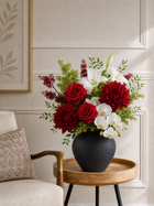 Red Dahlia Mixed Faux Floral Arrangement