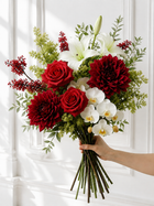 Red Dahlia Mixed Faux Floral Arrangement
