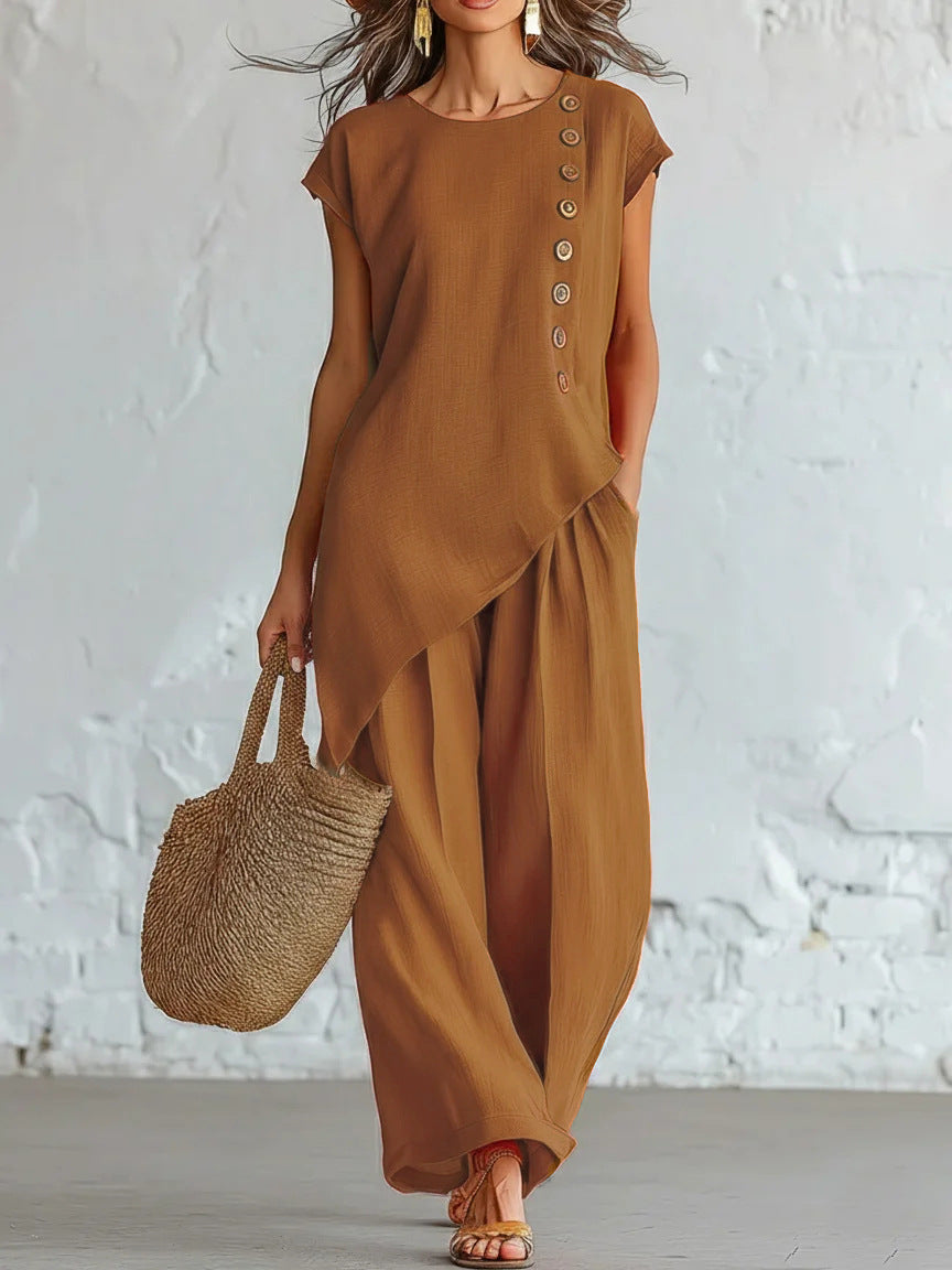 Relaxed Resort Asymmetrical Two-Piece Set