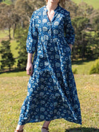 Retro Print Three-Quarter Sleeve Casual Dress