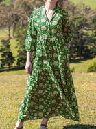 Retro Print Three-Quarter Sleeve Casual Dress