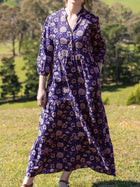 Retro Print Three-Quarter Sleeve Casual Dress