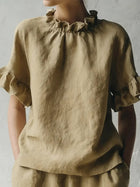 Romantic Ruffle Collar Short Sleeve Top