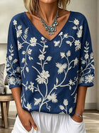 Romantic Vintage Floral Linen Top