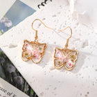 Romantic Handmade Pink Dried Flower Drop Earrings