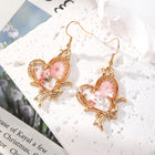 Romantic Handmade Pink Dried Flower Drop Earrings