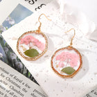 Romantic Handmade Pink Dried Flower Drop Earrings