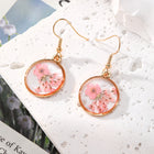 Romantic Handmade Pink Dried Flower Drop Earrings