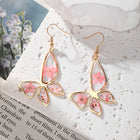 Romantic Handmade Pink Dried Flower Drop Earrings